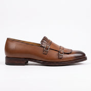 Men's Brown Plain-Toe Leather Double Monk Strap Shoes — Heytesbury — Heytesbury