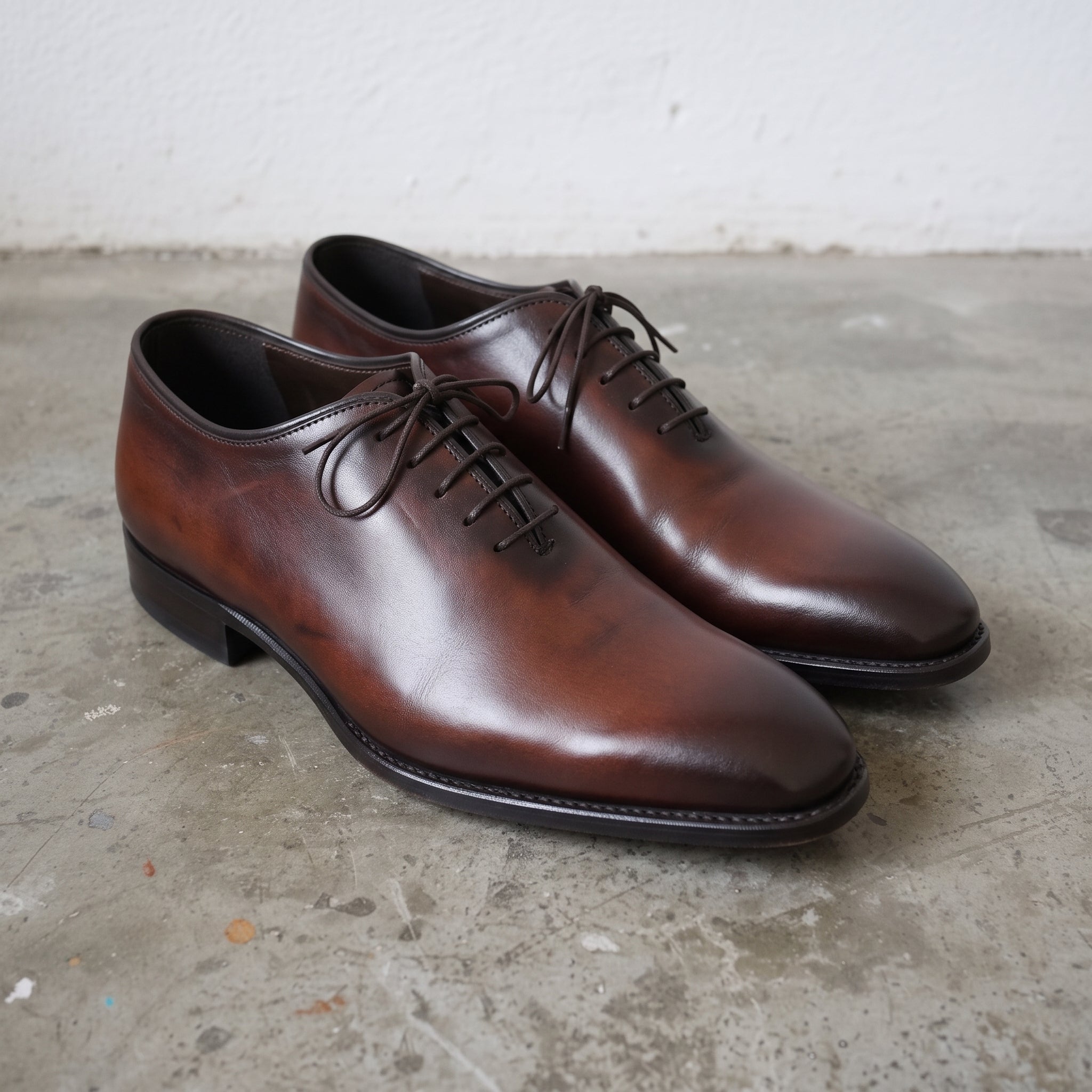 Men's Brown Plain-Toe Leather Oxfords — Woking