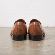 Men's Brown Plain-Toe Leather Tassel Loafers — Brinley