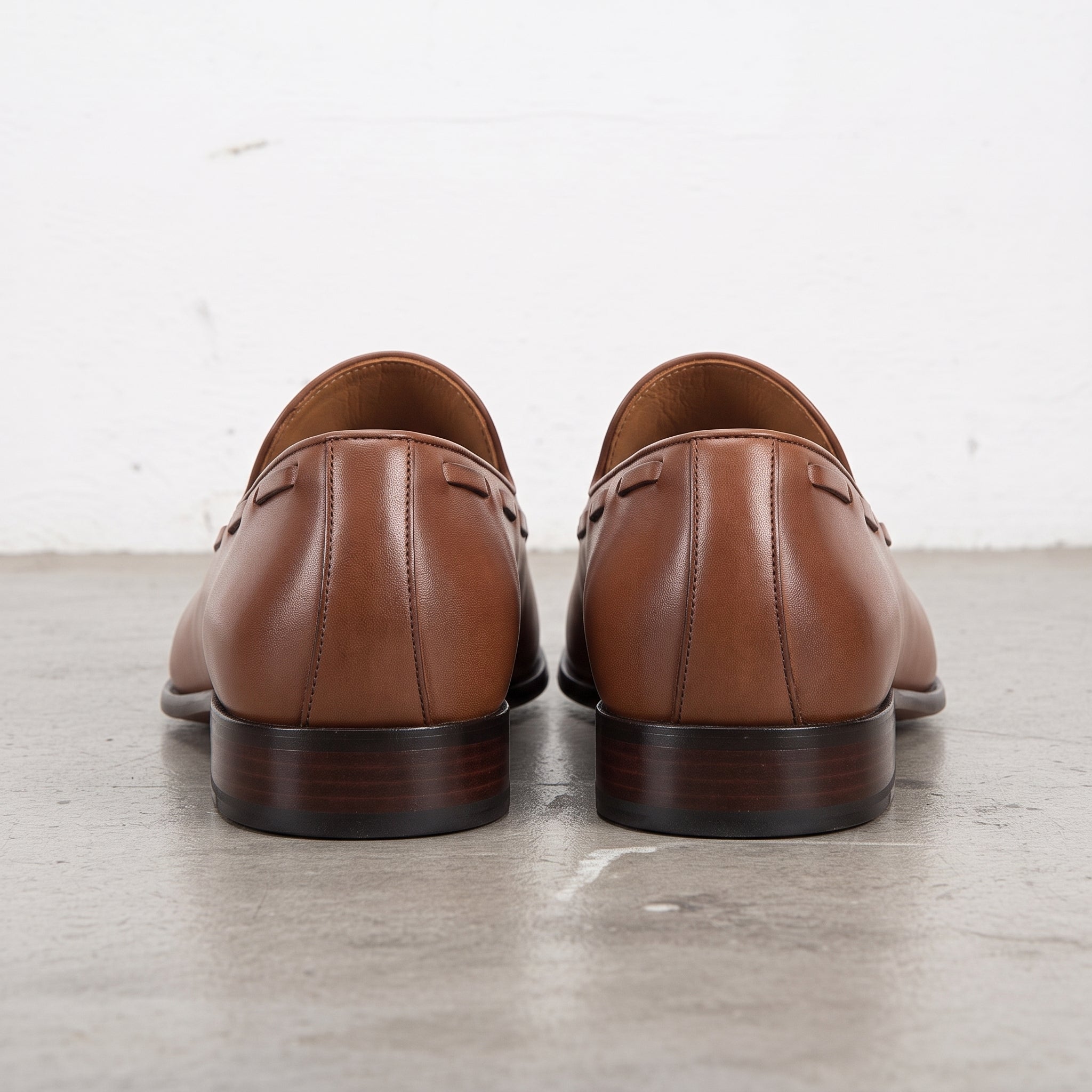Men's Brown Plain-Toe Leather Tassel Loafers — Farncombe