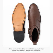 Men's Brown Plain-Toe Leather Zip Harness Boots — Barwood