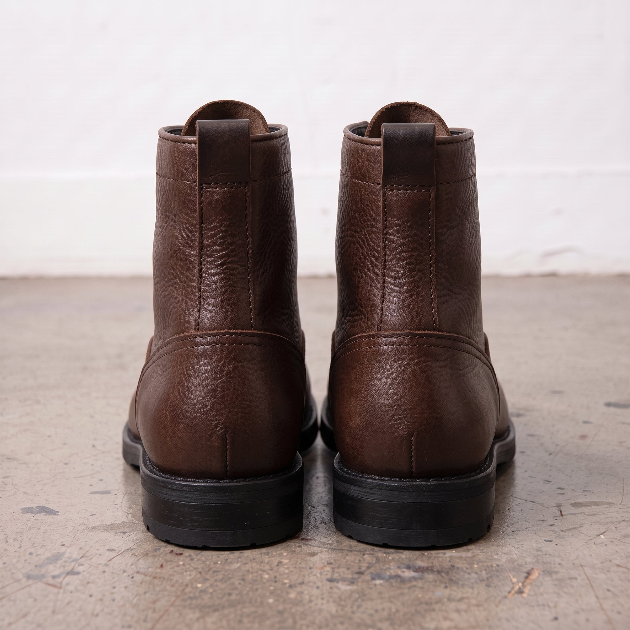 Men's Brown Plain-Toe Pebbled Leather Lace-Up Boots — Ledbury