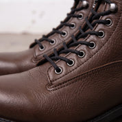 Men's Brown Plain-Toe Pebbled Leather Lace-Up Boots — Ledbury