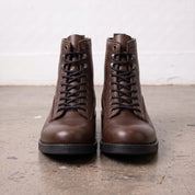 Men's Brown Plain-Toe Pebbled Leather Lace-Up Boots — Ledbury