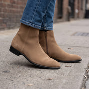Men's Brown Plain-Toe Suede Ankle Boots — Brewster