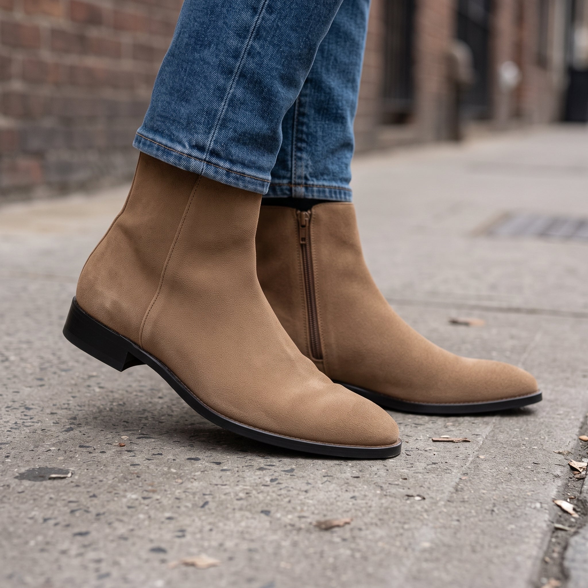 Men's Brown Plain-Toe Suede Ankle Boots — Brewster