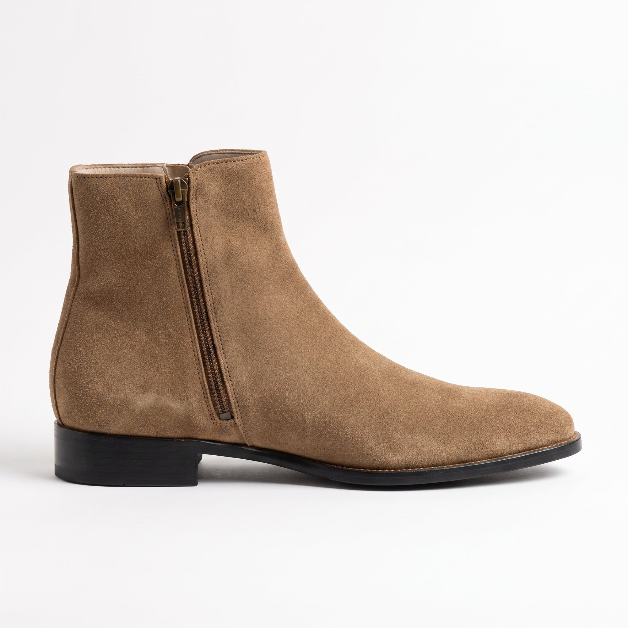 Men's Brown Plain-Toe Suede Ankle Boots — Brewster