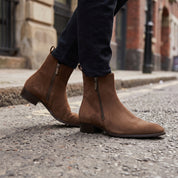 Men's Brown Plain-Toe Suede Ankle Boots — Dilloway