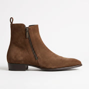 Men's Brown Plain-Toe Suede Ankle Boots — Dilloway