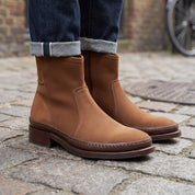 Men's Brown Plain-Toe Suede Ankle Boots — Dinham