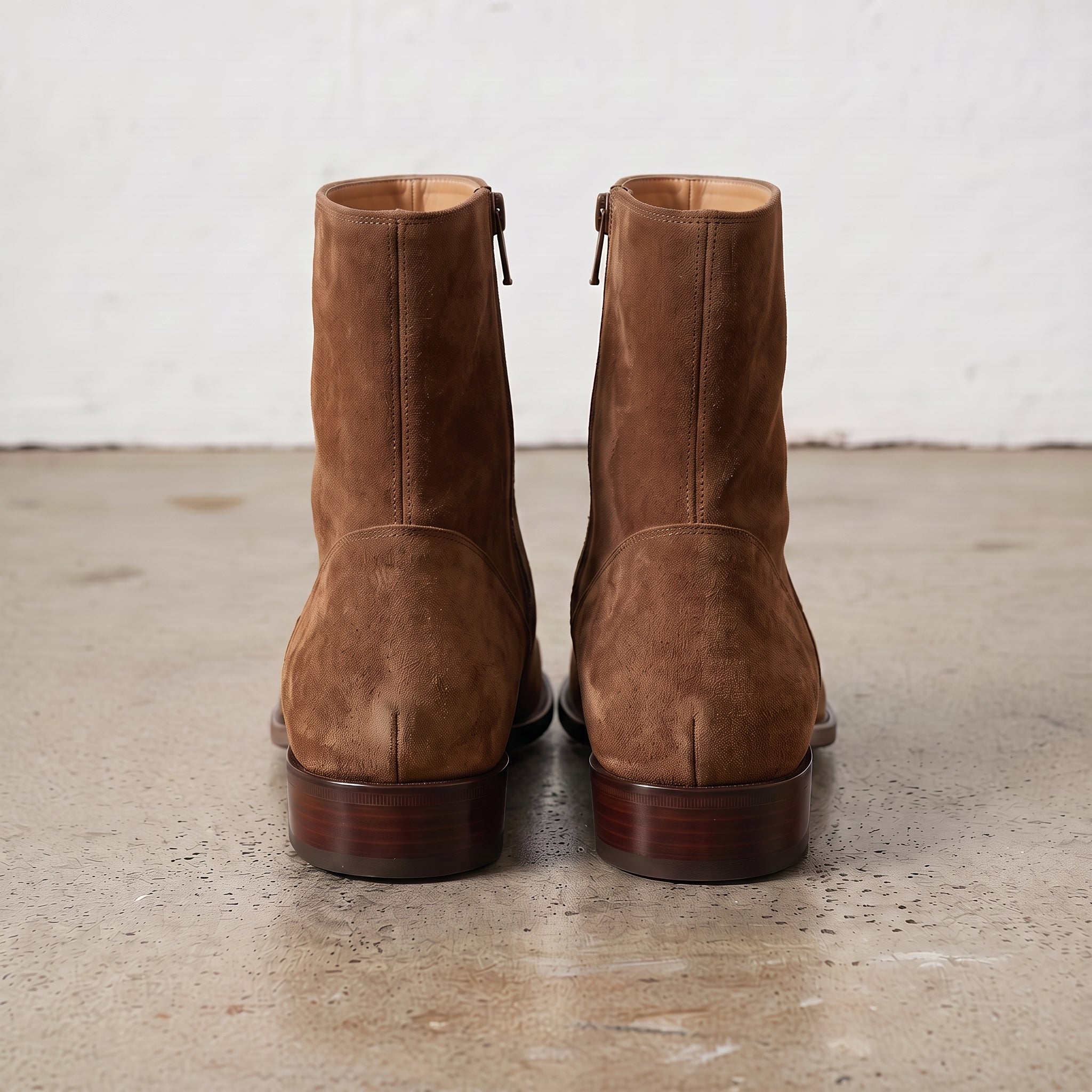 Men's Brown Plain-Toe Suede Ankle Boots — Headley