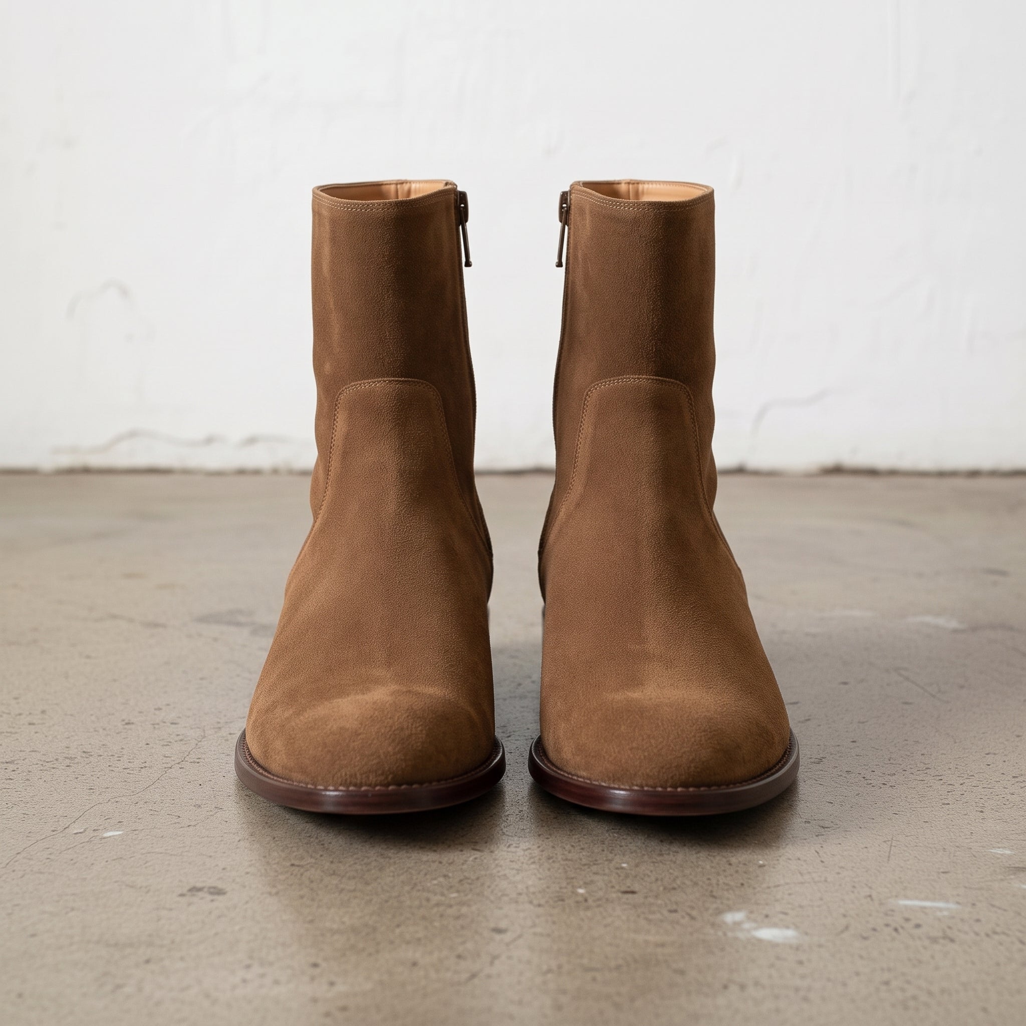 Men's Brown Plain-Toe Suede Ankle Boots — Headley