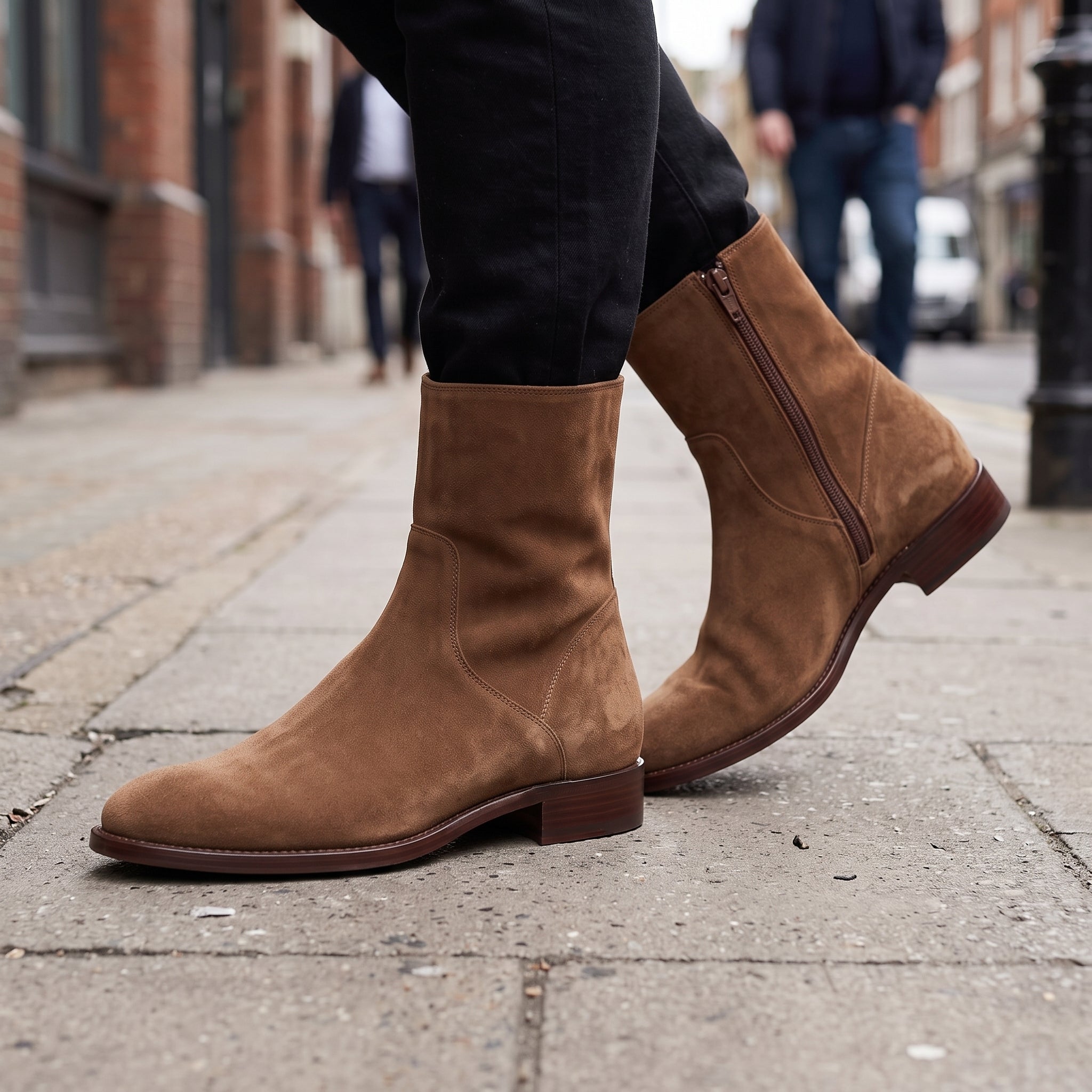 Men's Brown Plain-Toe Suede Ankle Boots — Headley