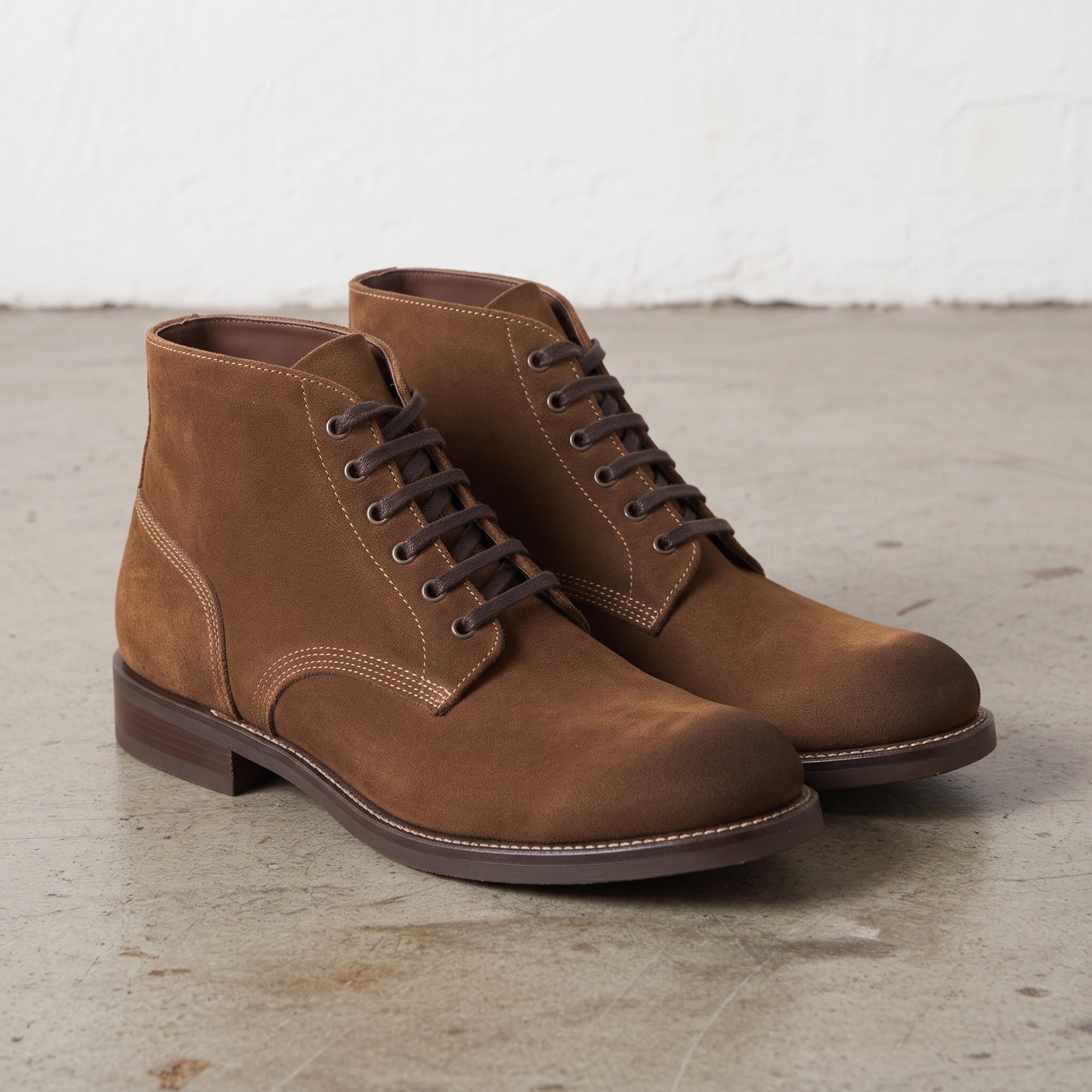 Men's Brown Plain-Toe Suede Ankle Boots — Wallingford