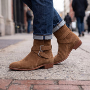 Men's Brown Plain-Toe Suede Jodhpur Boots — Astley