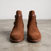 Men's Brown Plain-Toe Suede Monk Boots — Emerson