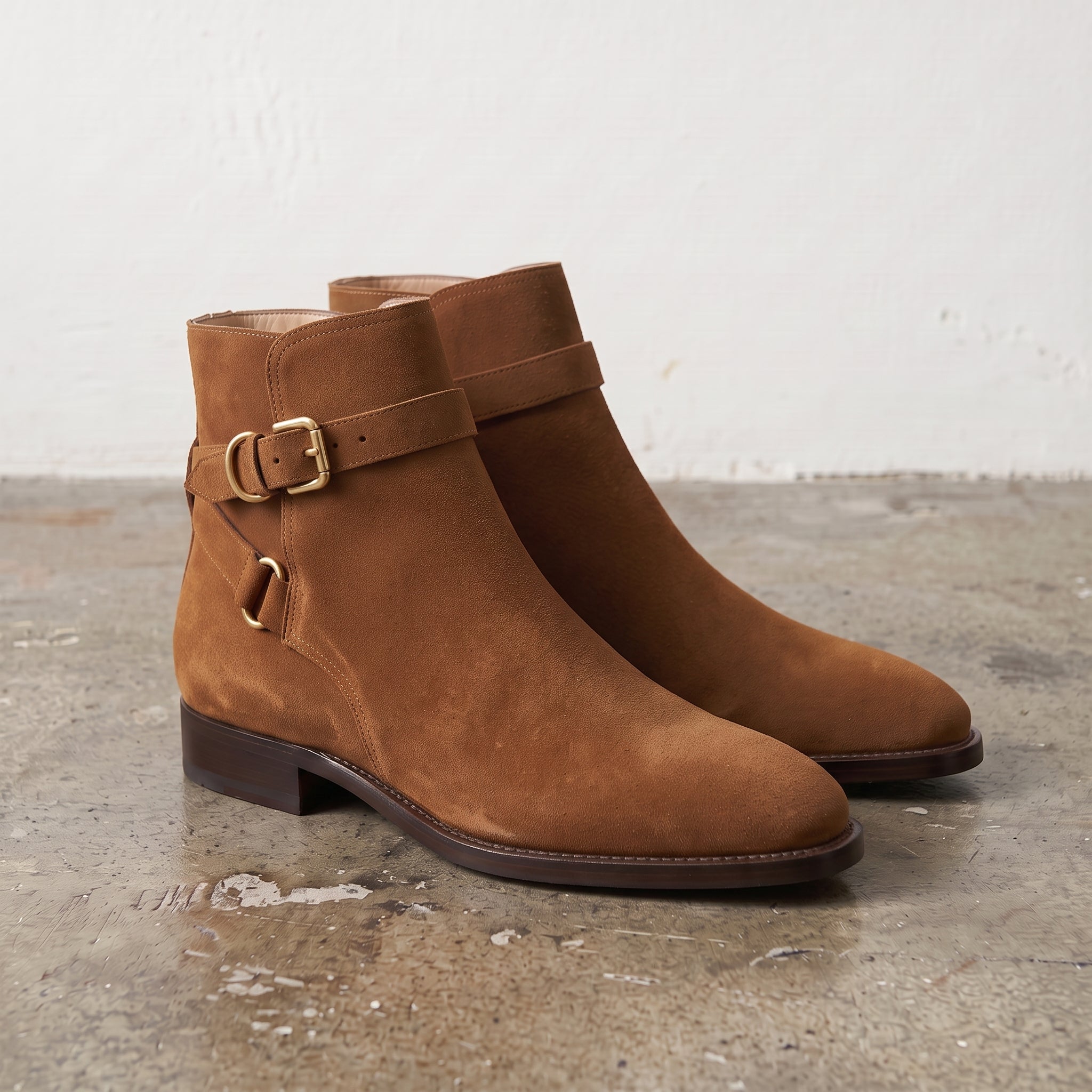 Men's Brown Plain-Toe Suede Jodhpur Boots — Fradley