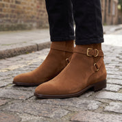 Men's Brown Plain-Toe Suede Jodhpur Boots — Fradley