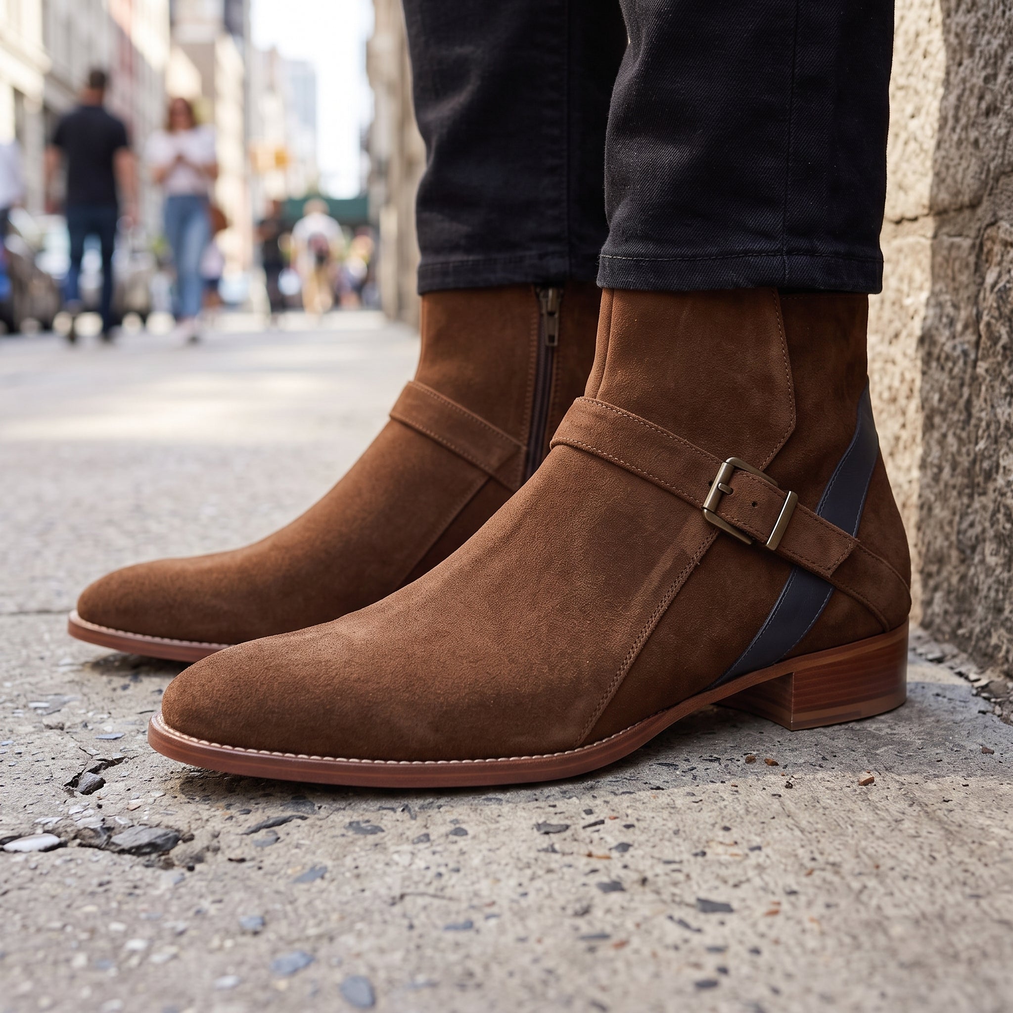 Men's Brown Plain-Toe Suede Jodhpur Boots — Harding