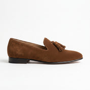 Men's Brown Plain-Toe Suede Tassel Loafers — Beaconsfield