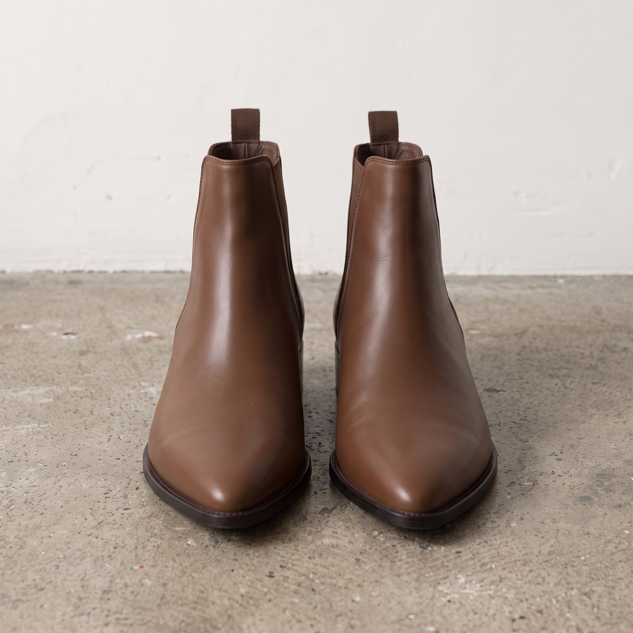 Men's Brown Pointed-Toe Leather Chelsea Boots — Grayson
