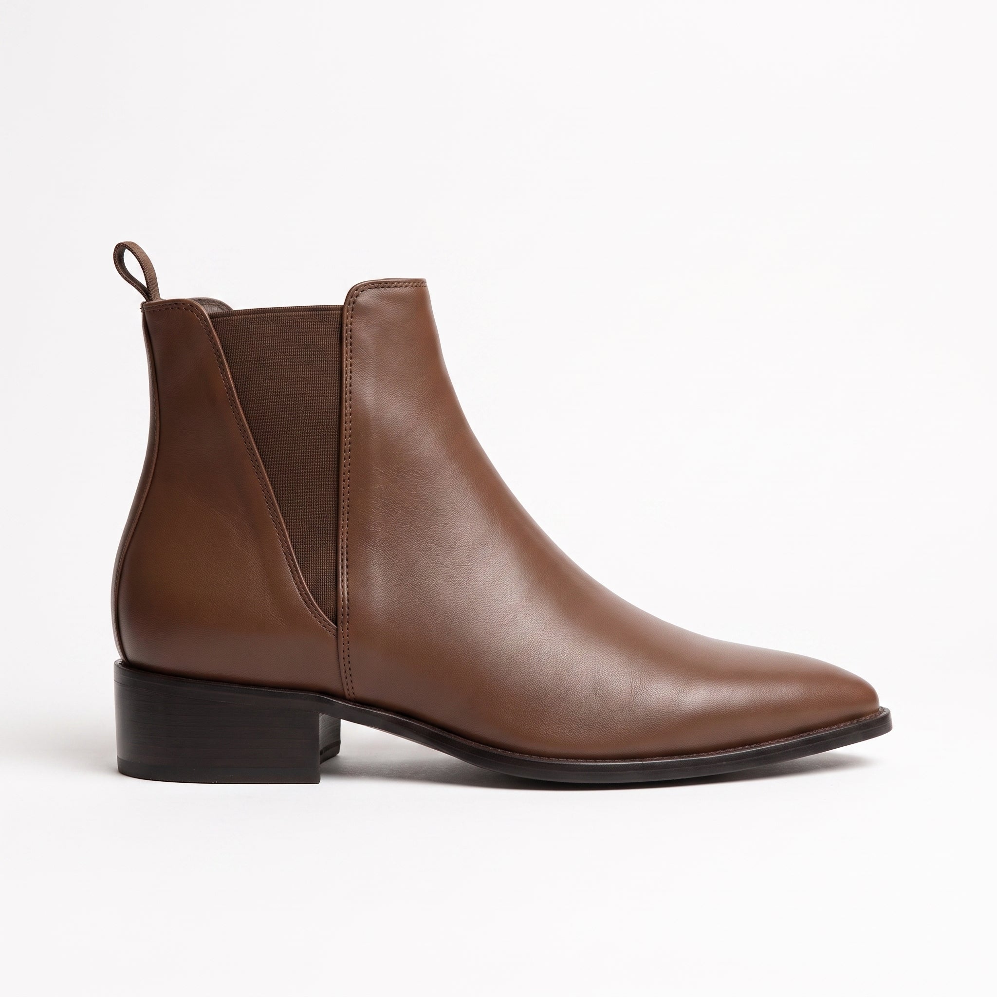 Men's Brown Pointed-Toe Leather Chelsea Boots — Grayson