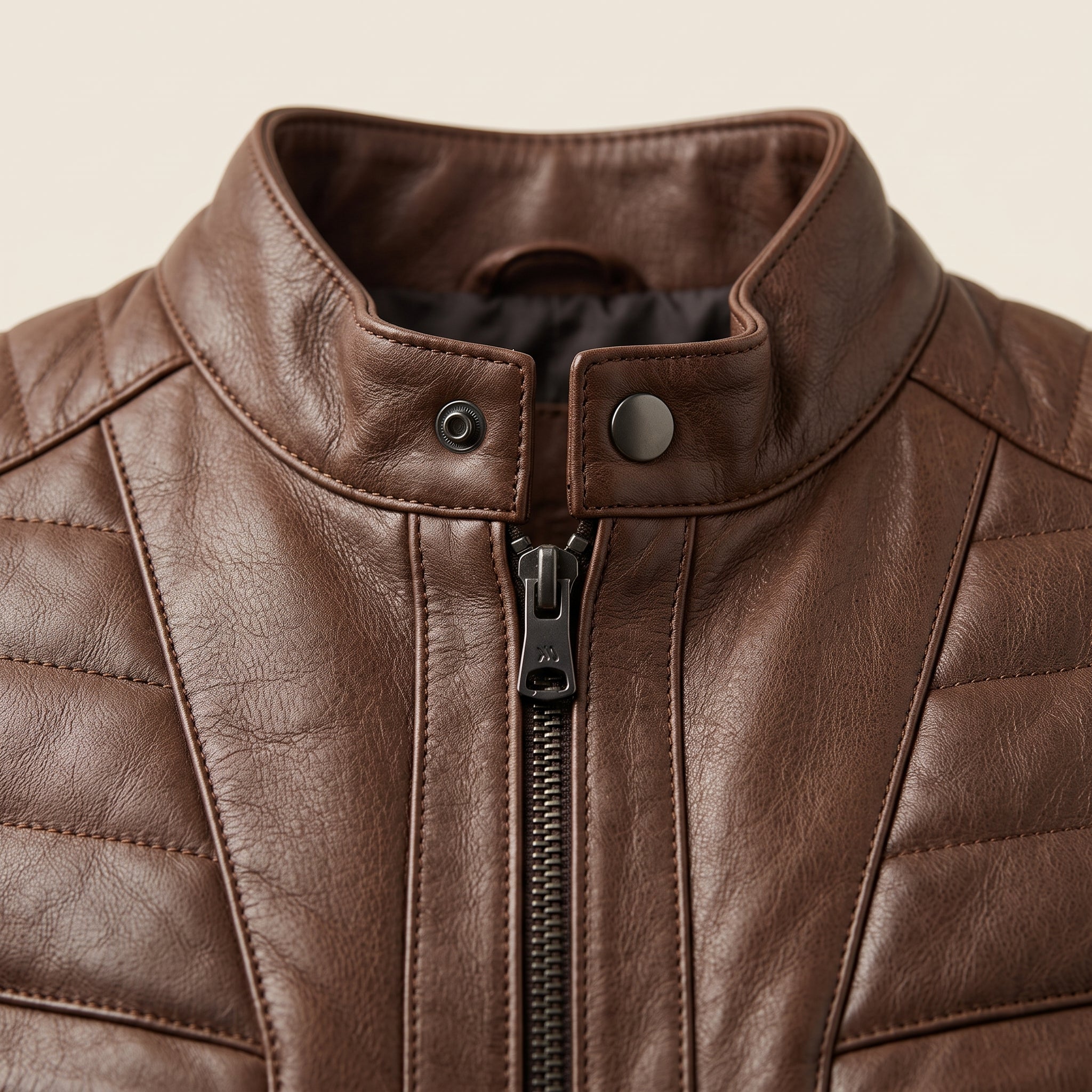 Men's Brown Quilted Leather Biker Jacket — Arlesford