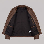 Men's Brown Quilted Leather Biker Jacket — Turberville