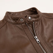 Men's Brown Quilted Leather Biker Jacket — Witney
