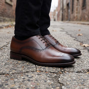 Men's Brown Cap-Toe Leather Oxfords — Hume