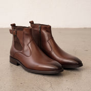 Men's Brown Side-Zip Leather Chelsea Boots — Blakeney