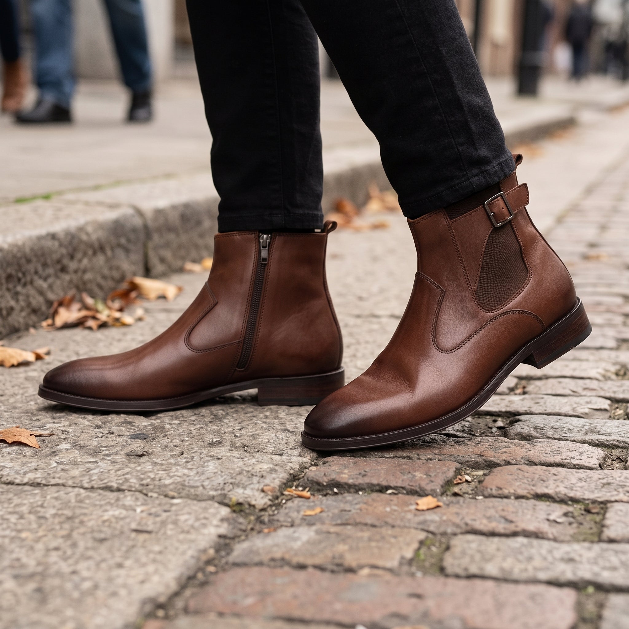 Men's Brown Side-Zip Leather Chelsea Boots — Blakeney
