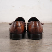 Men's Brown Snake-Print Leather Tassel Loafers — Woodstock