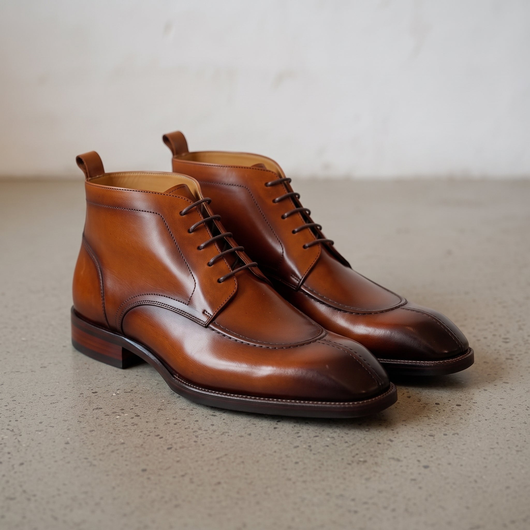 Men's Brown Split-Toe Leather Derby Boots — Hawick