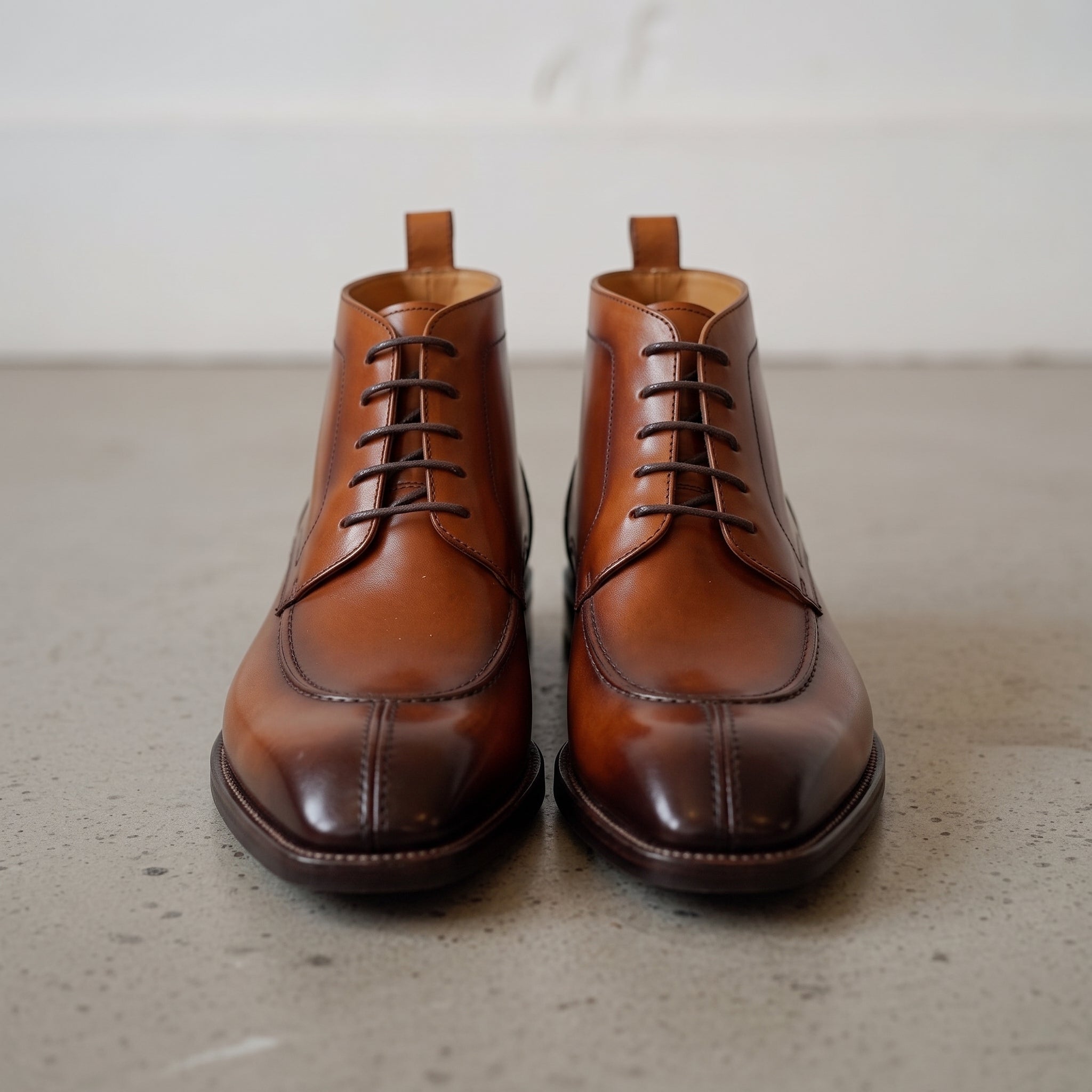 Men's Brown Split-Toe Leather Derby Boots — Hawick