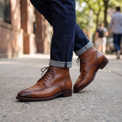 Men's Brown Split-Toe Leather Derby Boots — Hawick