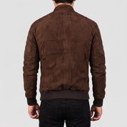 Men's Brown Suede Bomber Jacket — Bainton