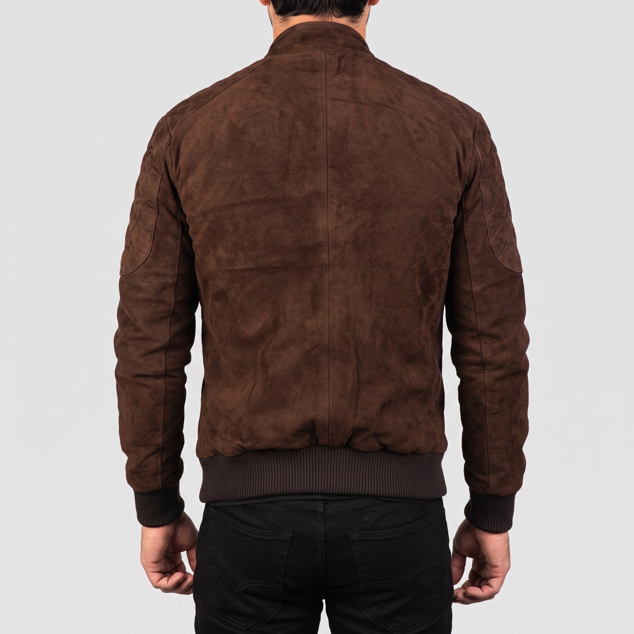 Men's Brown Suede Bomber Jacket — Bainton