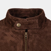 Men's Brown Suede Bomber Jacket — Bainton