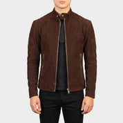 Men's Brown Suede Biker Jacket — Gullane
