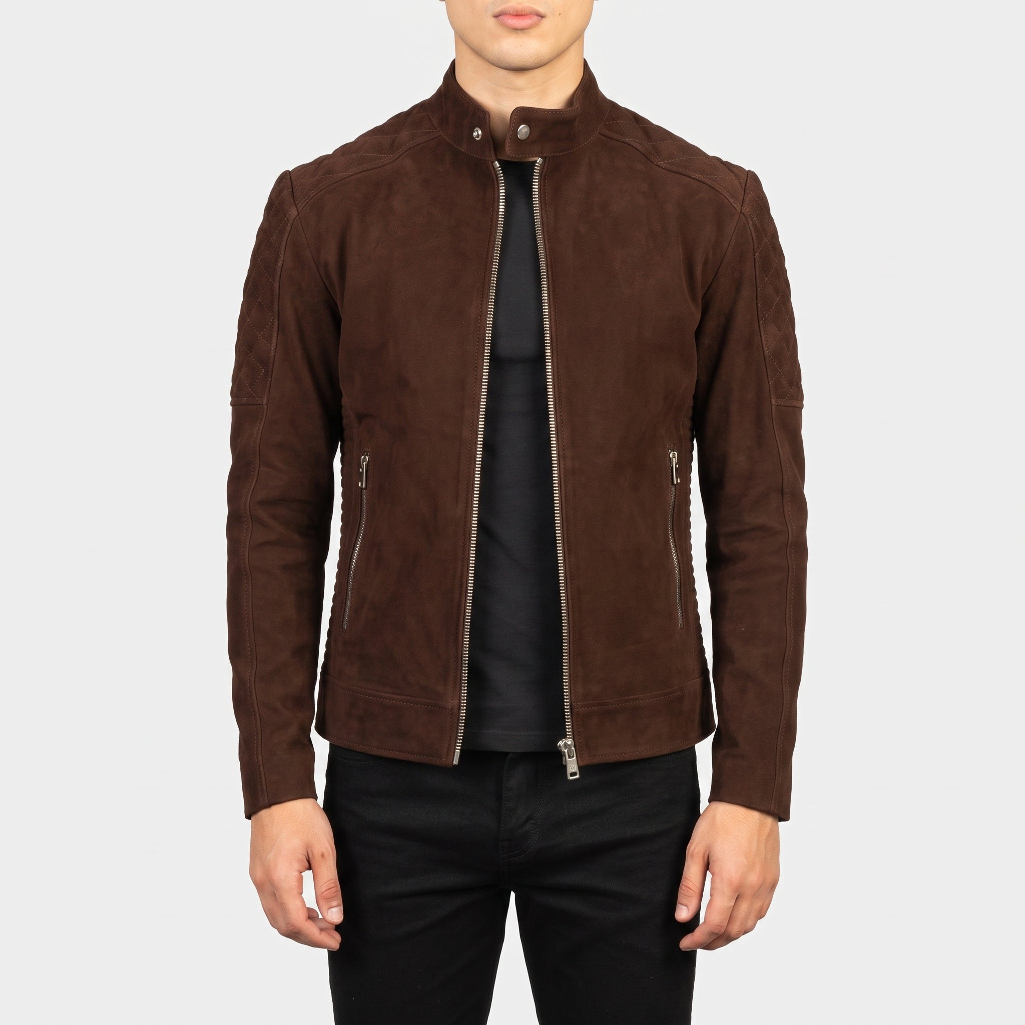 Men's Brown Suede Biker Jacket — Gullane