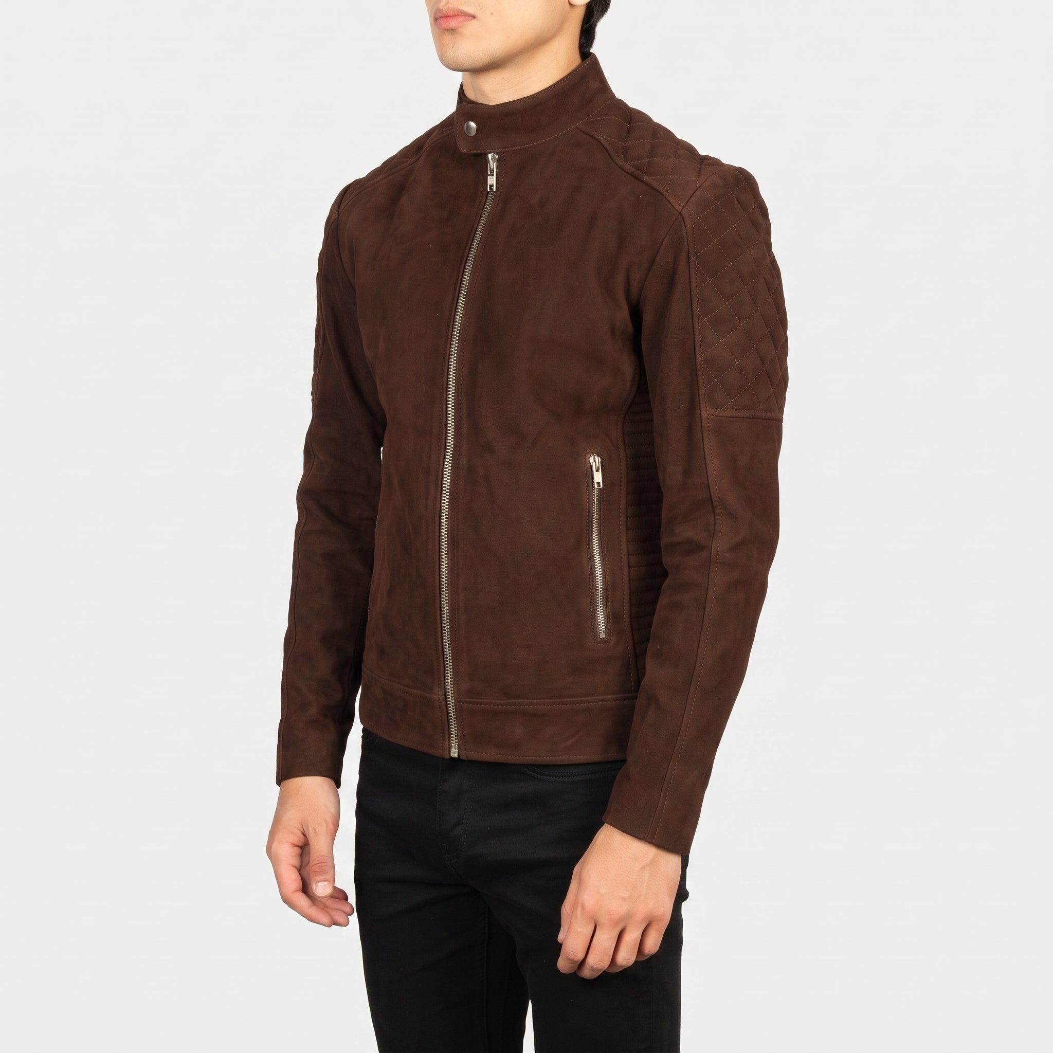 Men's Brown Suede Biker Jacket — Gullane