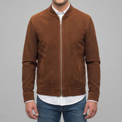 Men's Brown Suede Bomber Jacket — Collier