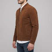 Men's Brown Suede Bomber Jacket — Collier