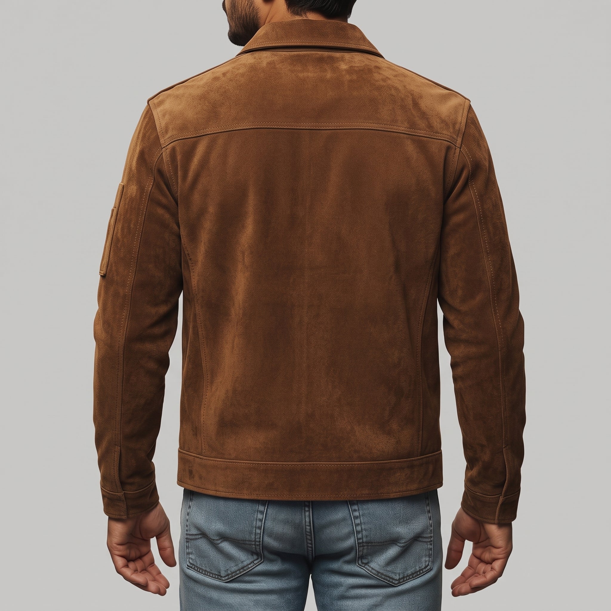 Men's Brown Suede Bomber Jacket — Fenfield