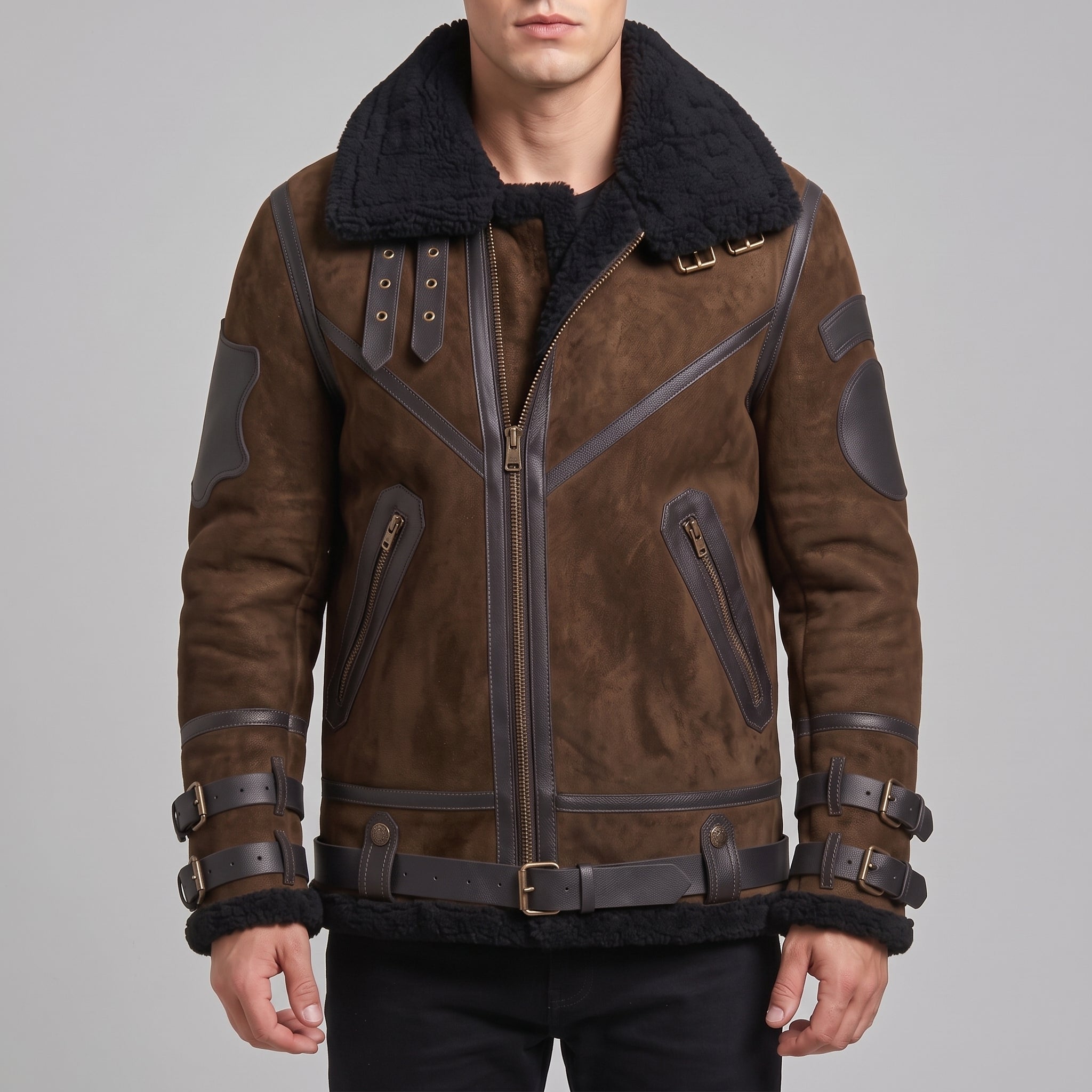 Men's Brown Suede Bomber Jacket — Lupton