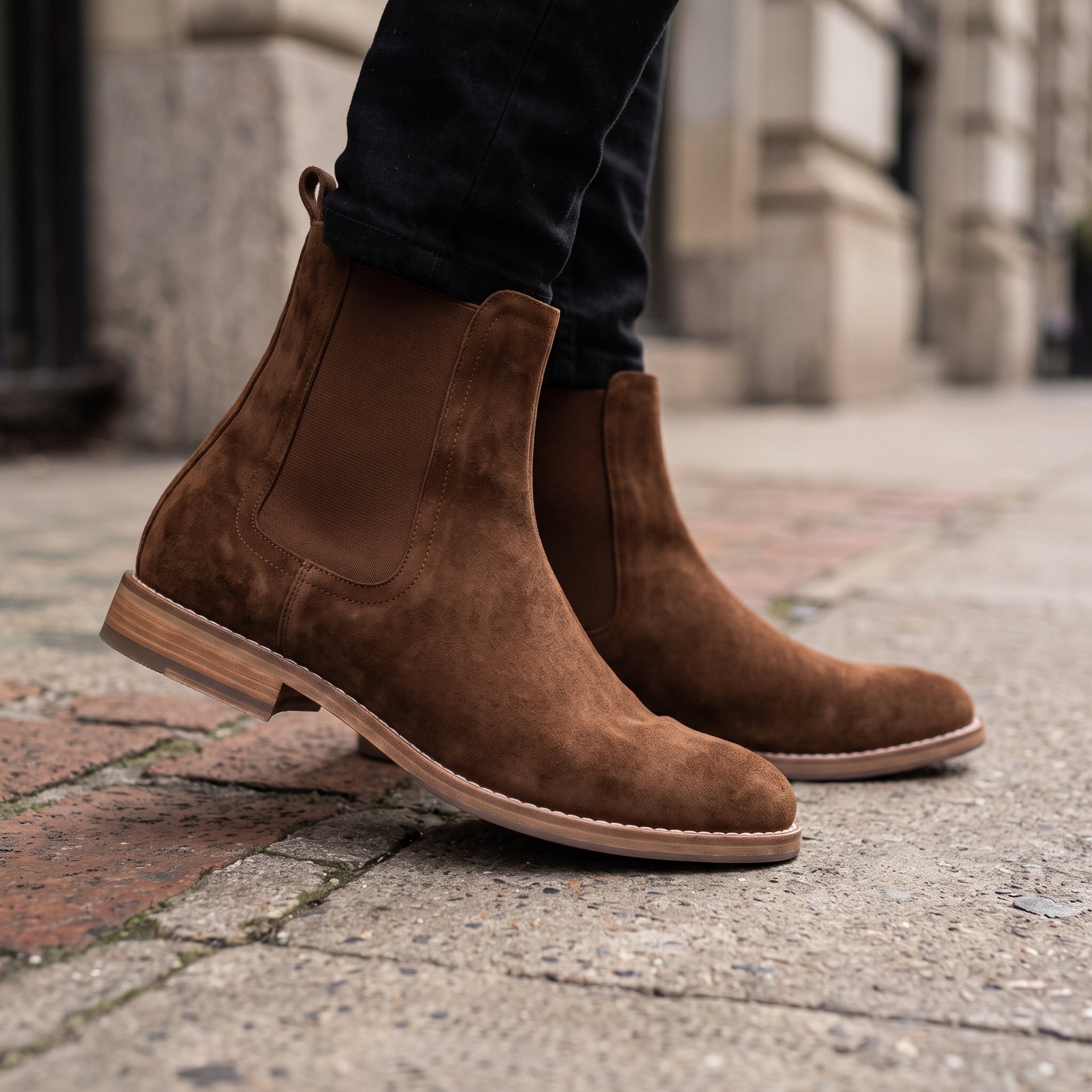 Men's Brown Suede Chelsea Ankle Boots — Denlow