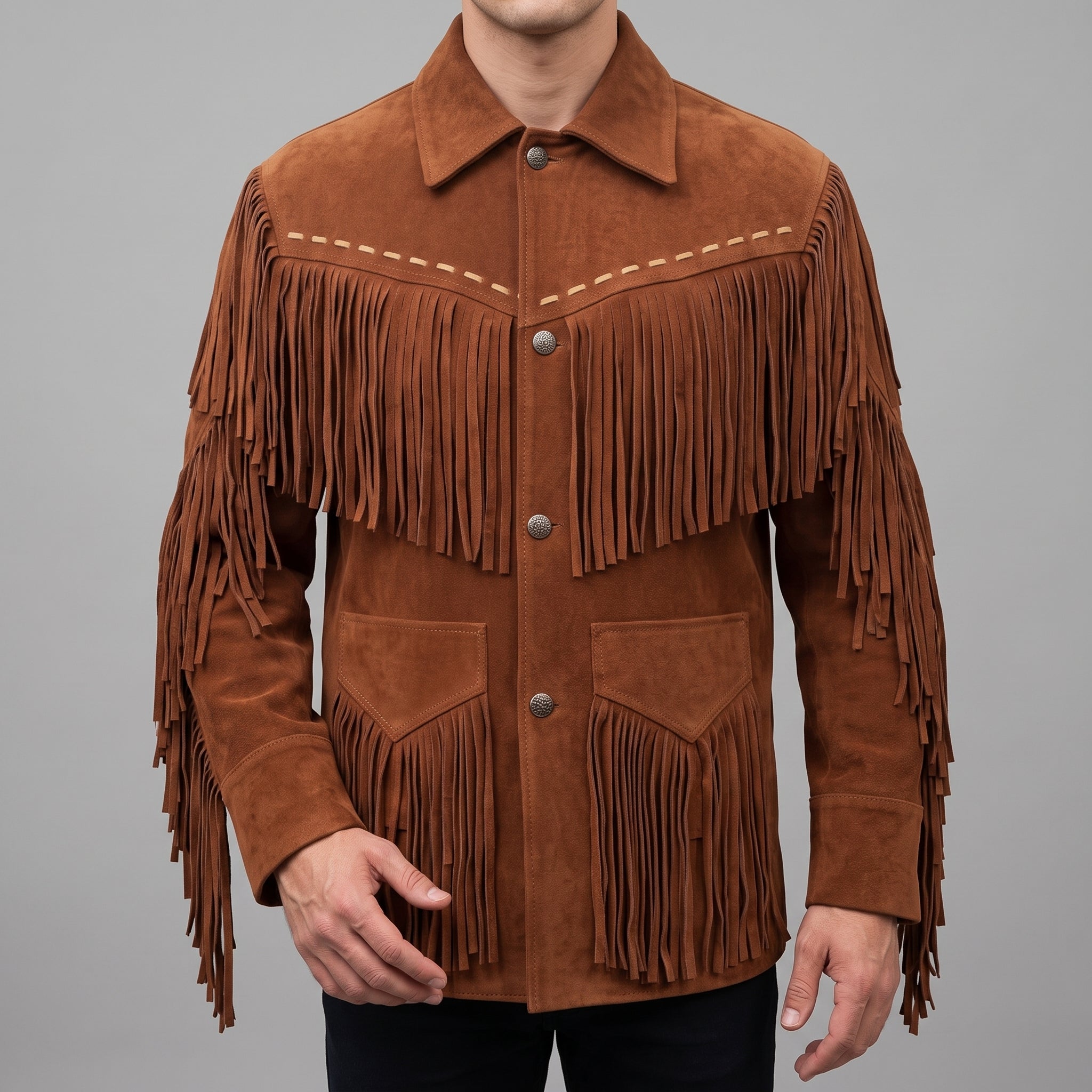 Men's Brown Suede Cowboy Jacket — Ewen