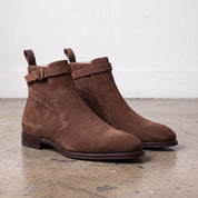 Men's Brown Suede Jodhpurs Boots with Ankle Strap — Newcastle