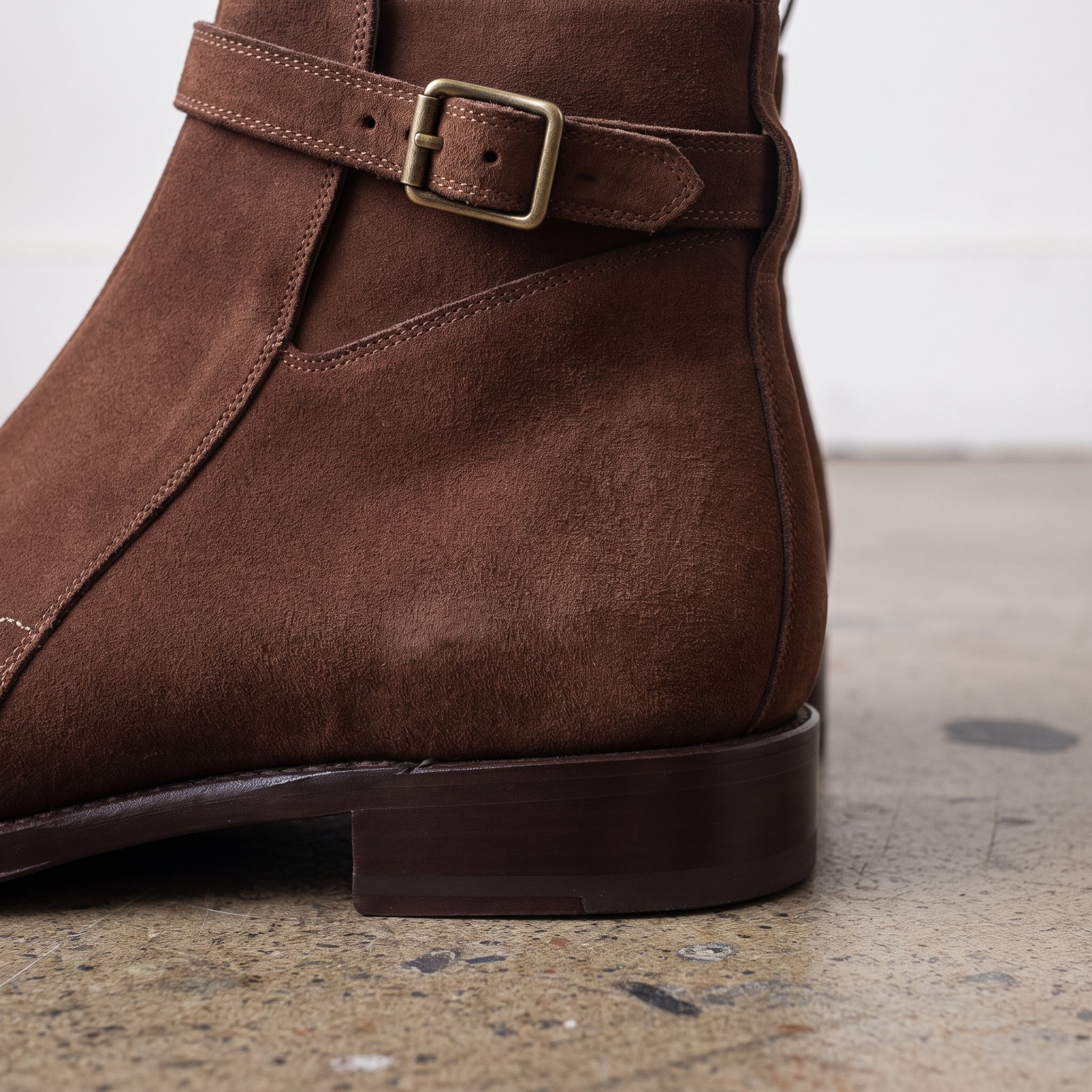 Men's Brown Suede Jodhpurs Boots with Ankle Strap — Newcastle